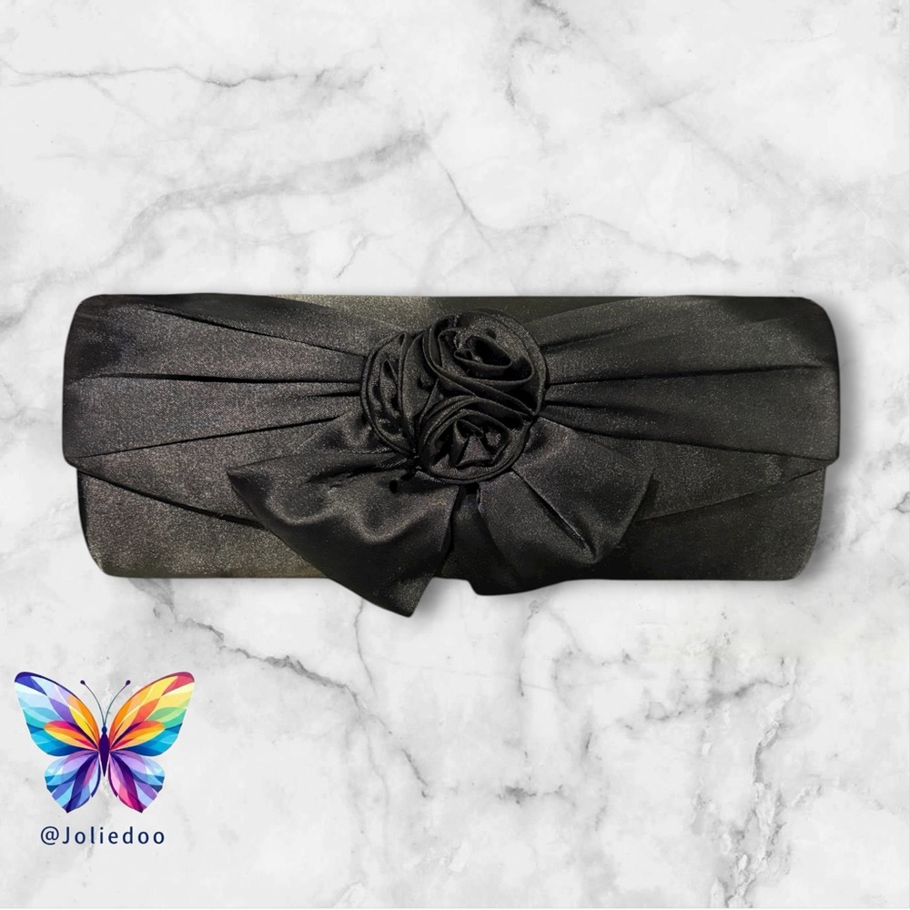 Elegant Black Clutch with Floral Detail
